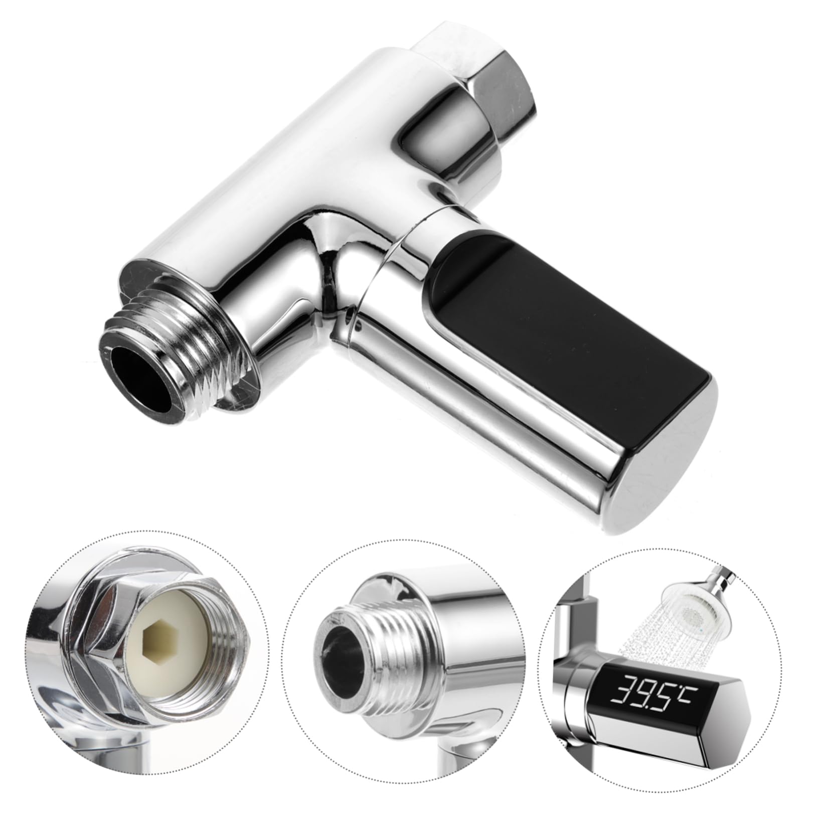 Mikinona Real-time Water Temperature Monitor Led Digital Shower Thermometer Waterproof Auto-powered 360° Rotating Screen Easy Install