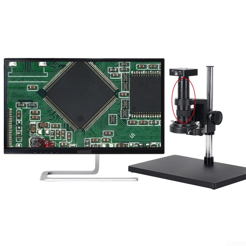 Lente de microscopio óptico profesional con montura en C 0.7-4.5X para grabación de video HD, placa PCB, equipo de laboratorio de evaluación de joyas (180X)