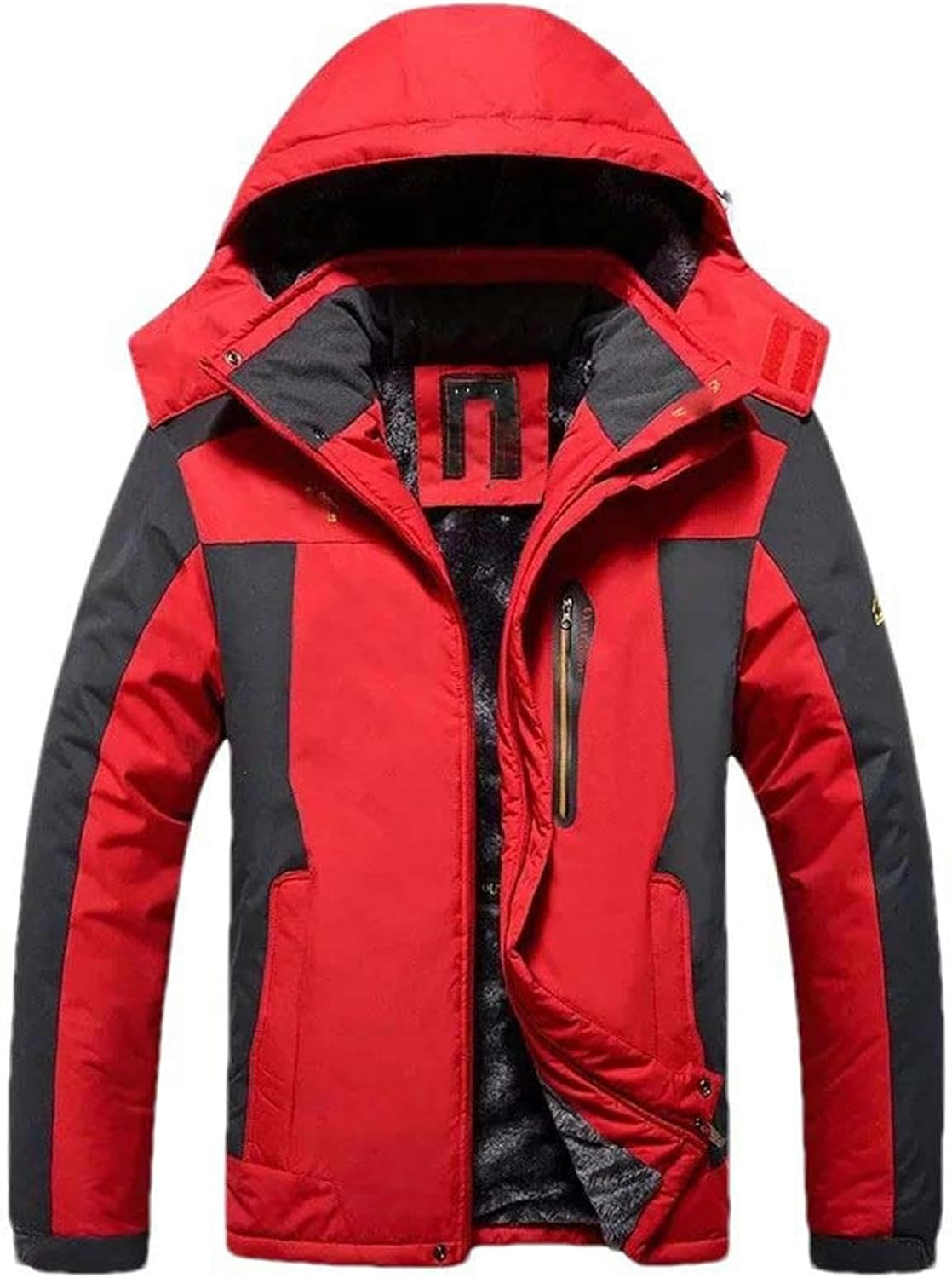 Men's hooded jacket hiking oversized windbreaker thickened fleece men's clothing ski outdoor