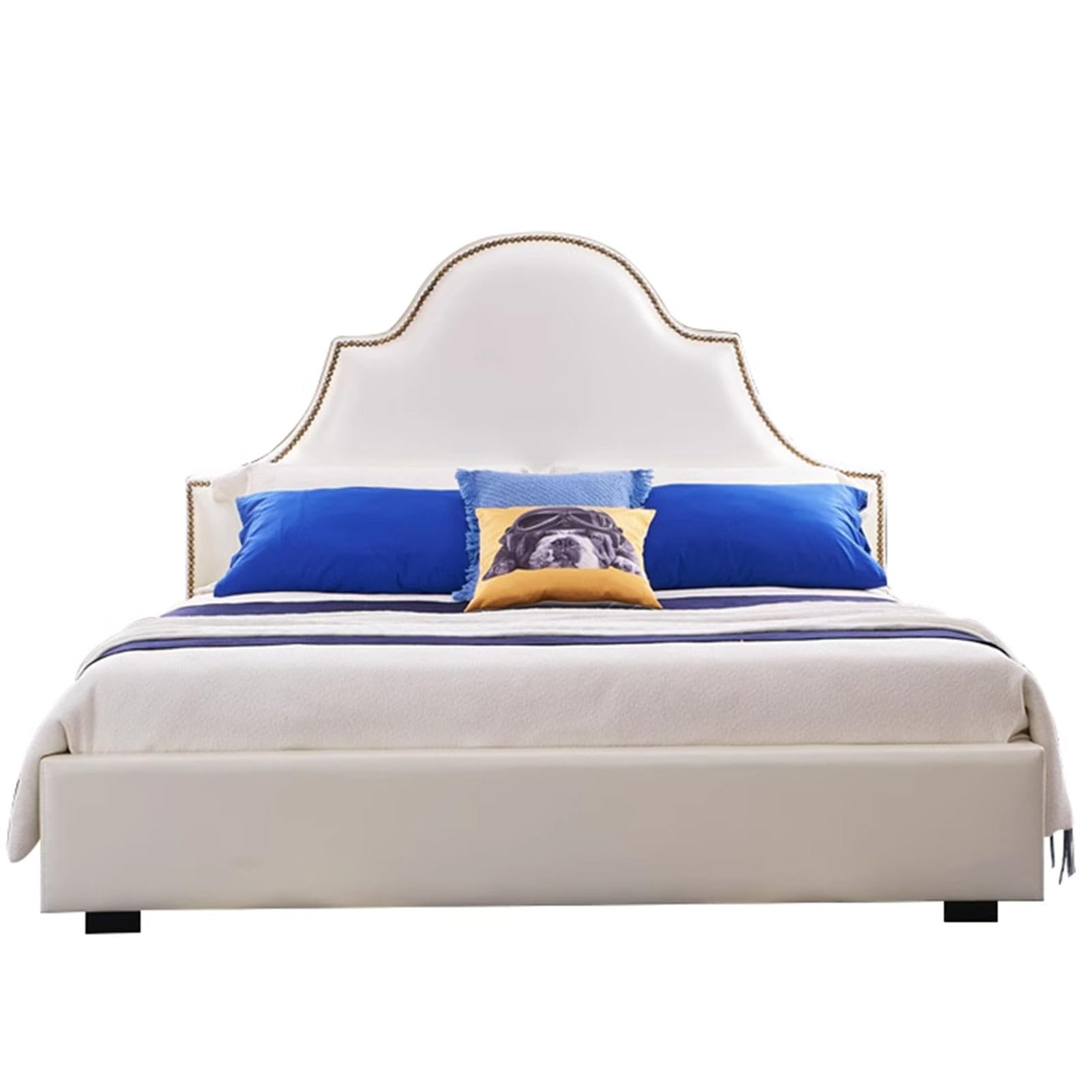 King Size Genuine Leather Wood Bed Upholstered Platform Bed Frame with Headboard and Lift Up Storage Strong Wooden