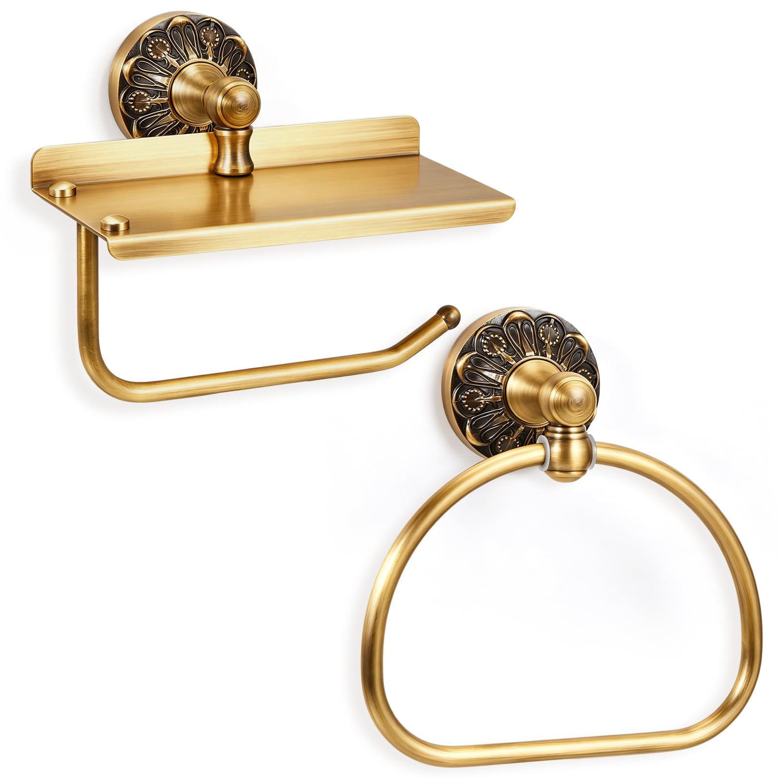 2 Pcs Toilet Paper Holder Towel Ring, Brass, Rectangle — Amazon image 14