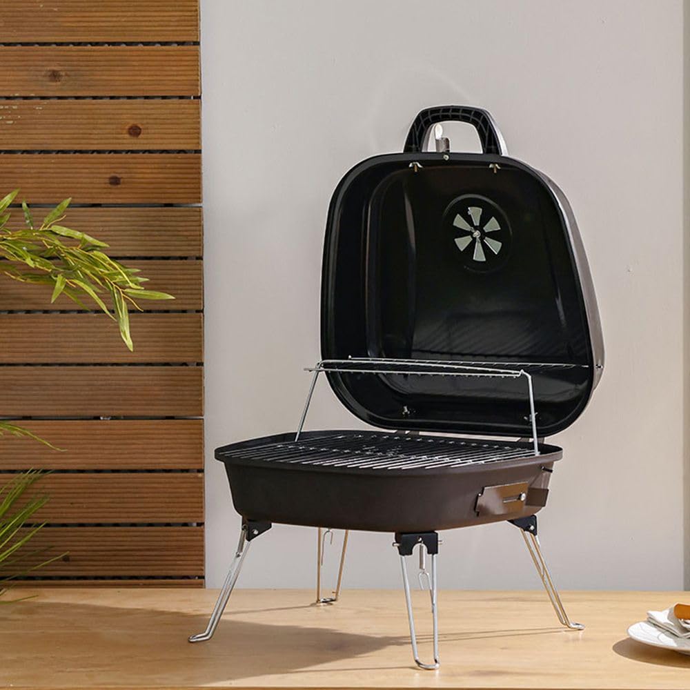 Danube Home Inferno Compact Grill BBQ Inf05 | Portable Barbecue Grill | Perfect Charcoal BBQ Griller For Patio Lawn Garden Picnic Camping - 54x51.5x45 cm-Black