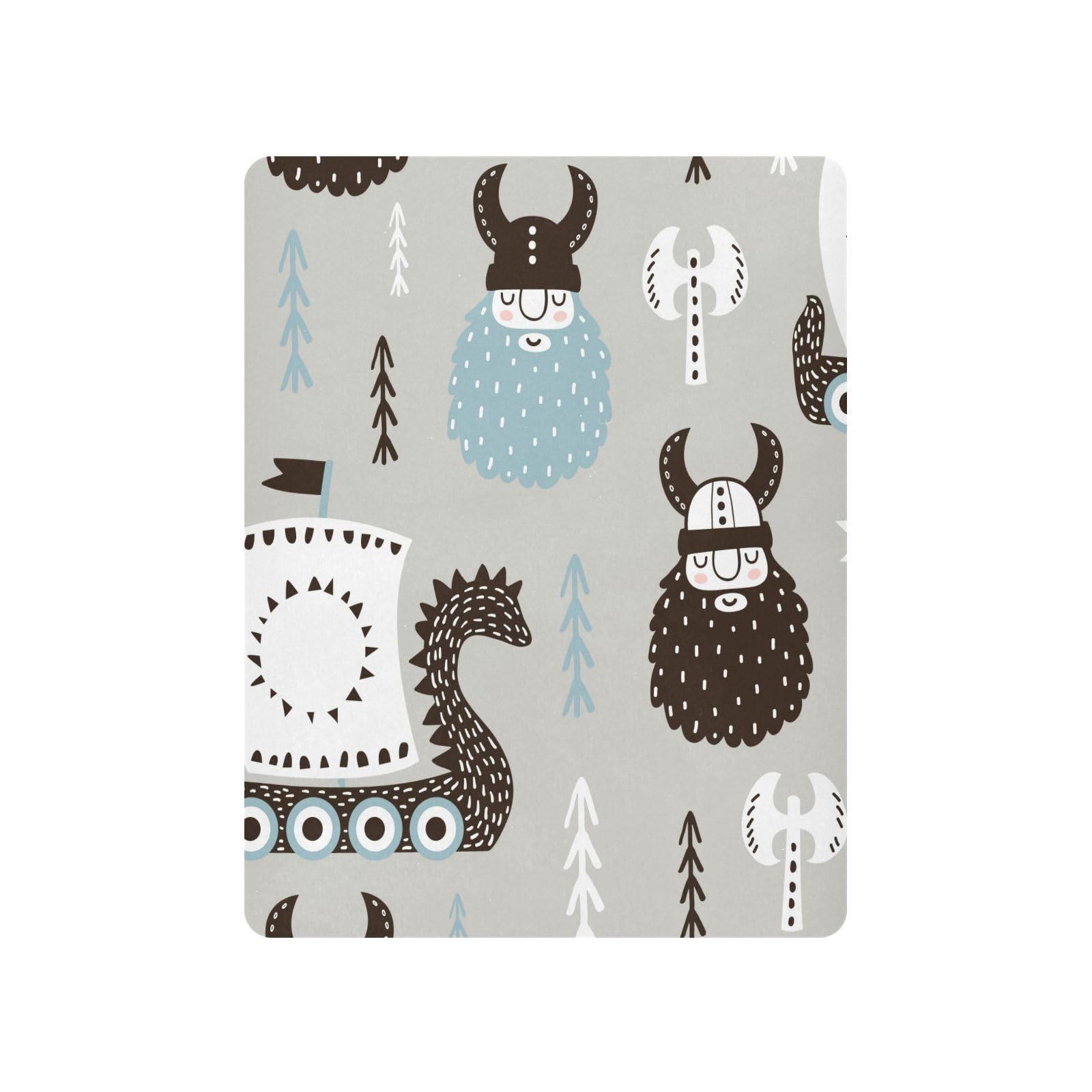 YEGAME Viking Boat Grey Fitted Crib Sheets for Unisex Baby, Soft and Breathable Portable Mini Stretchy Crib Sheet for Standard Crib and Toddler Mattresses, 52 * 28 Inch