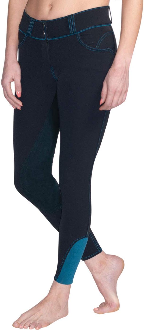 ELATION Leather Full Seat Breeches for Women-Platinum Hudson Black Riding Pants