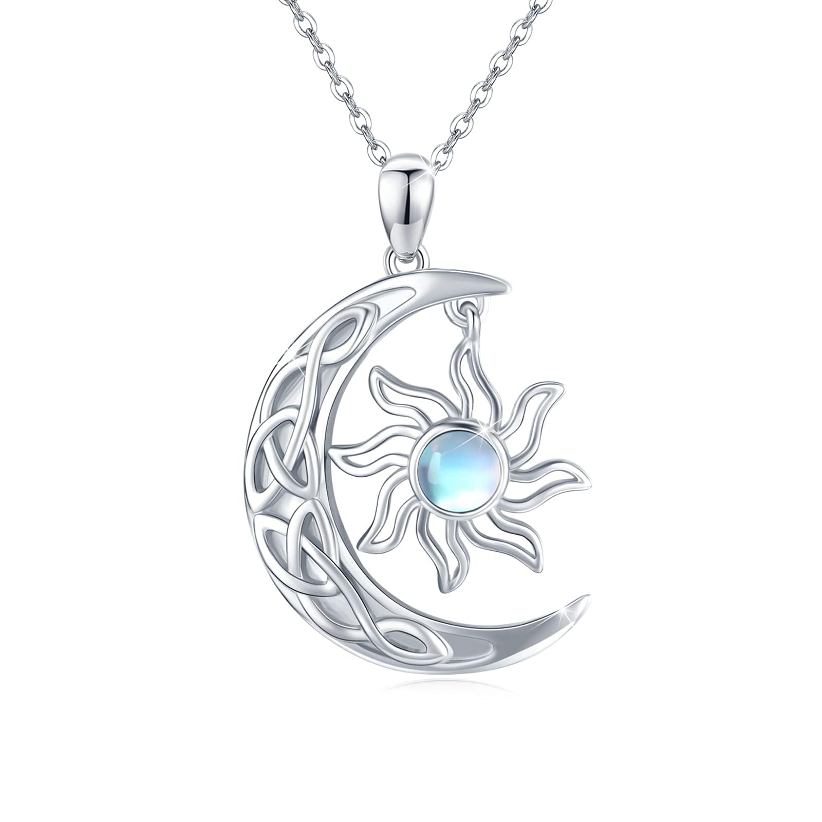 REDSUN Sonne Kette 925 Sterling Silber Opal/Mondstein Sonne Halskette Gold Anhänger Sonne Vergoldete Schmuck für Frauen Mädchen Geschenke