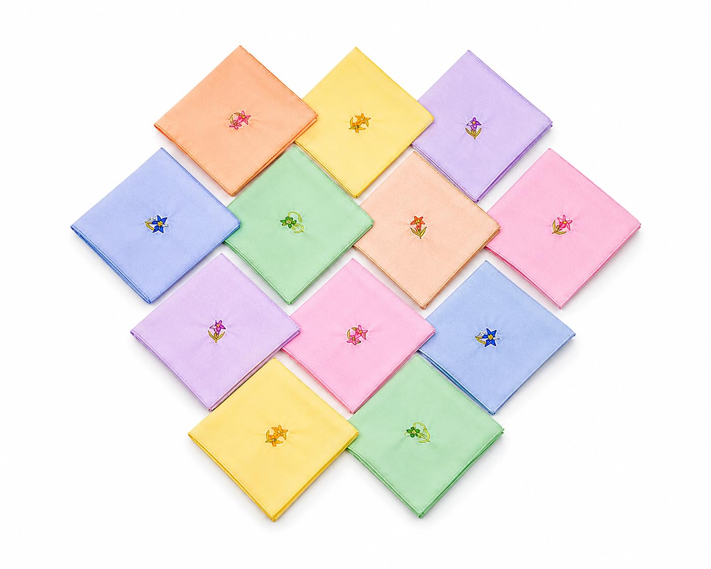 Women’s Cotton Handkerchiefs – Pack of 12 | Soft & Gentle Embroidered Hanky Set | Floral Design | Multi-Color Reusable Handkerchiefs | Everyday Use & Gift Option-image-13