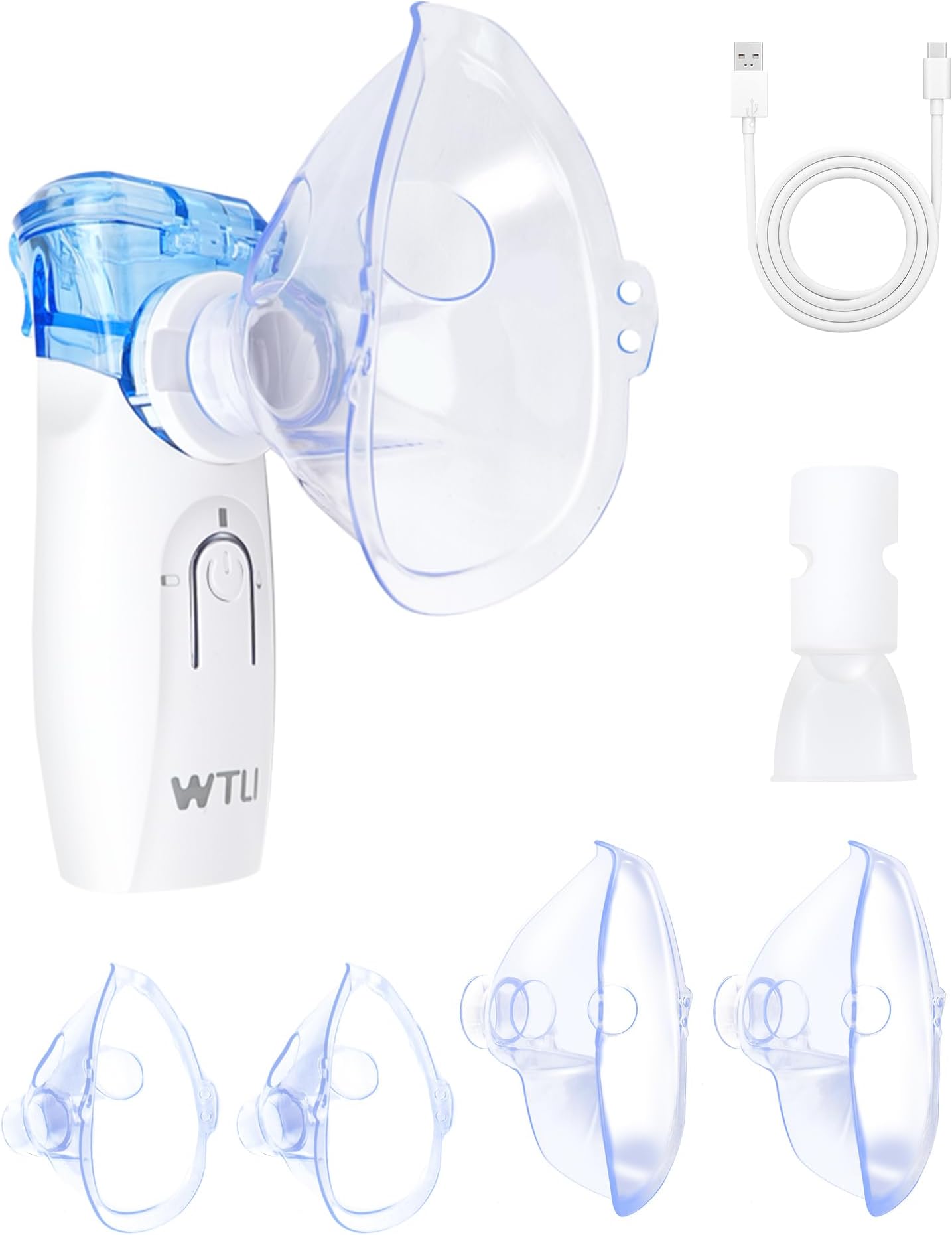 Nebuliser Machine for Adults and Kids, WTLI USB C Rechargeable Nebulizer Easy to Use & Clean Silent Efficient Atomization, Portable Handheld Steam Inhaler for Home and Travel Use
