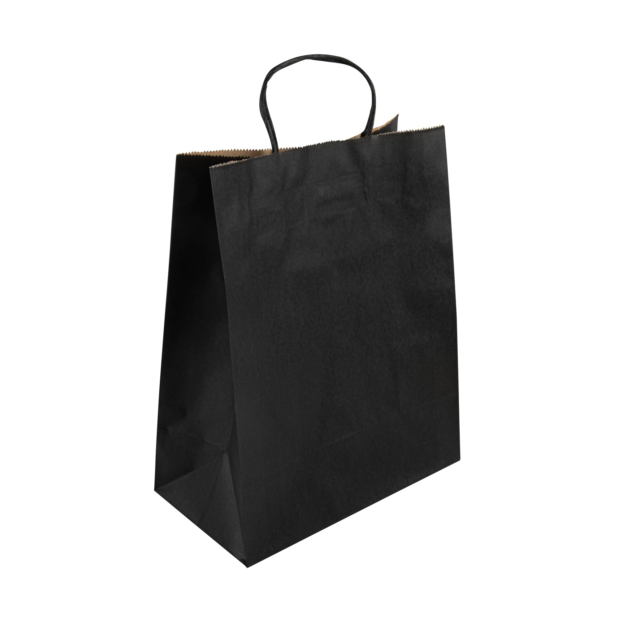 Restaurantware - Bolsas de compras de papel de 10.2 x 5.5 x 12.6 pulgadas, 100 bolsas resistentes con asas, duraderas, para comestibles, bolsas de papel negro con asa, para regalos