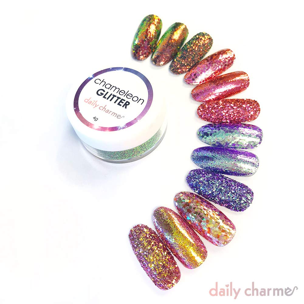 DAILY CHARME Chameleon Color Shifting Nail Art Glitter (0.015 Fine Glitter, Spellbound Siren), Ultra Sparkly Mermaid Nail Glitter, Home DIY/Nail Salon Manicure
