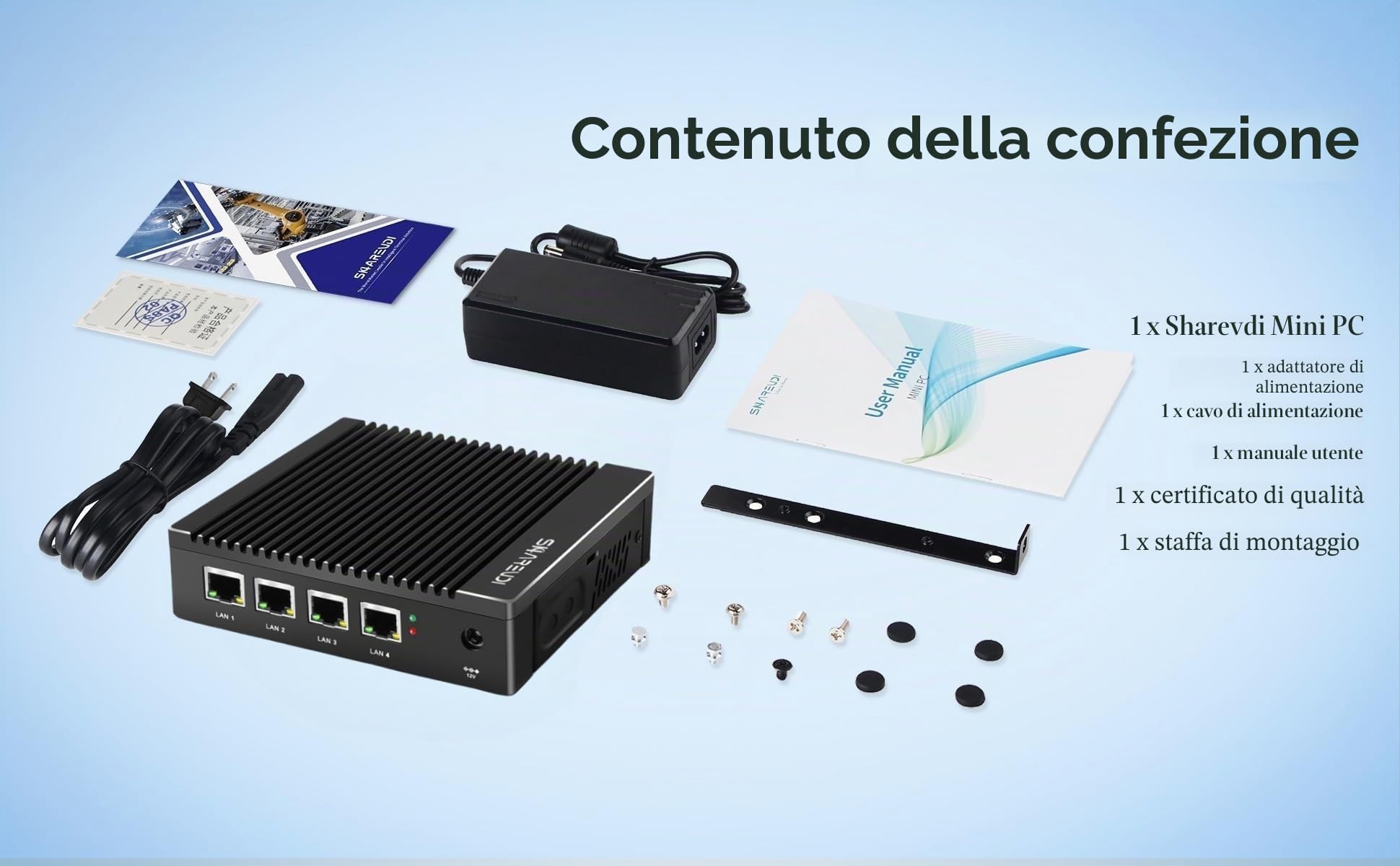 Mini PC firewall senza ventola con processore Intel J4105, 4 porte LAN Intel 2,5 GbE i226-V, gateway di rete AES-NI (senza RAM DDR4, senza SSD mSATA, senza sistema)