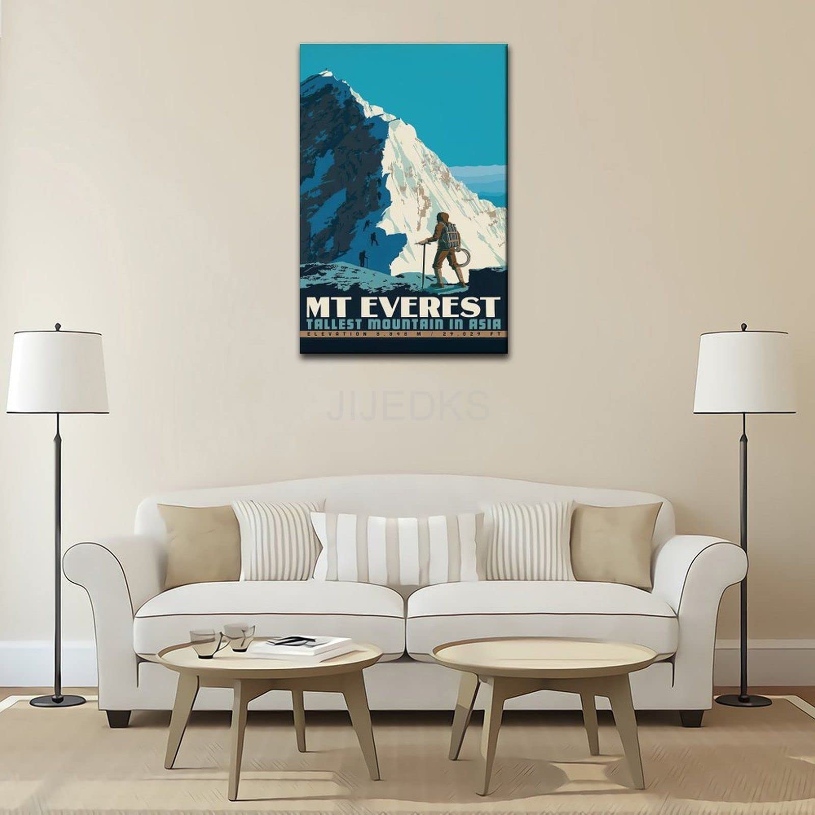 Poster vintage con stampa su tela di montagna più alta in Asia, stampa da parete vintage