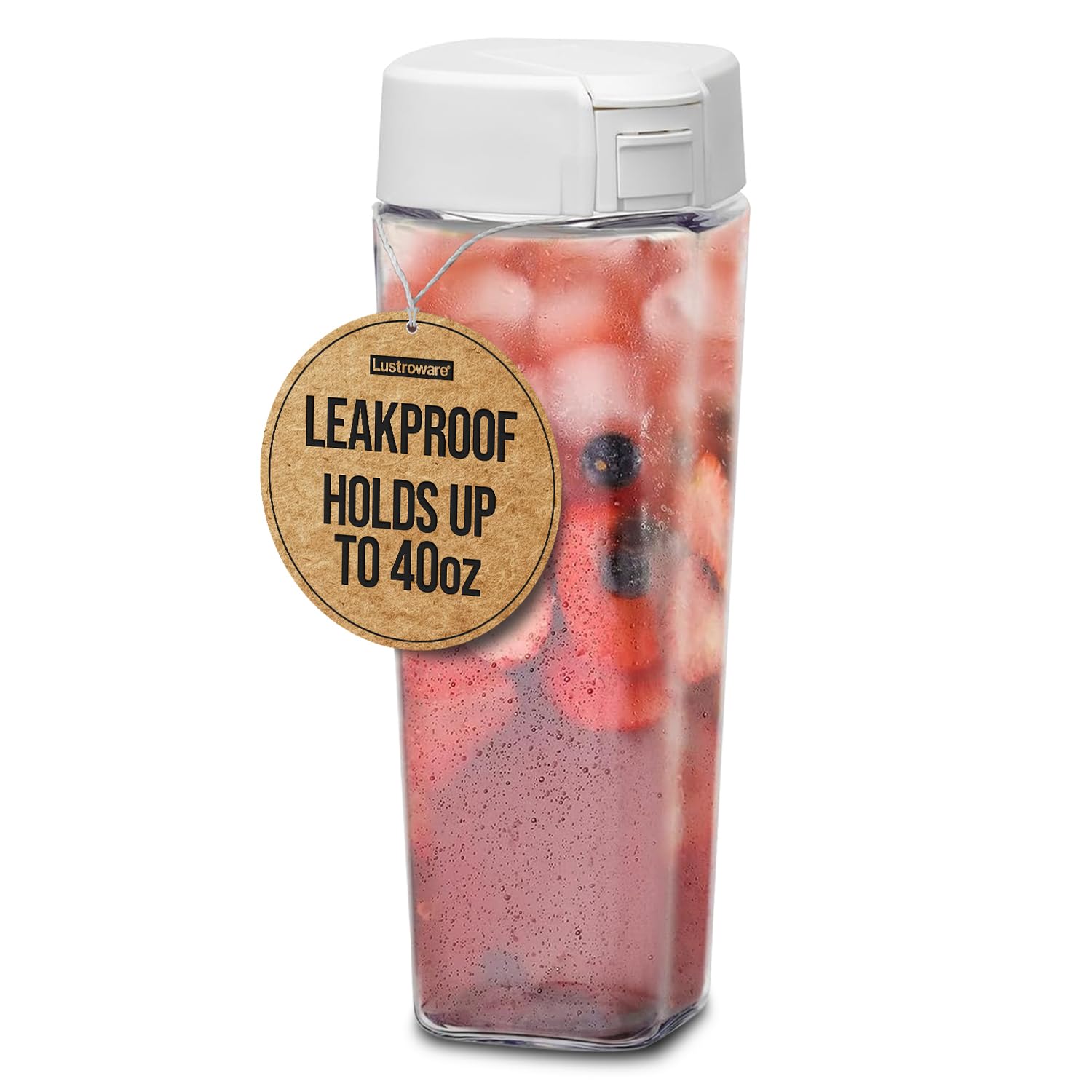 QuickFlip Slim Airtight Pitcher - 1.2L (40oz), Heat Resistant, BPA-Free SAN Plastic, Easy Pour, Space-Saving, Made in Japan - White