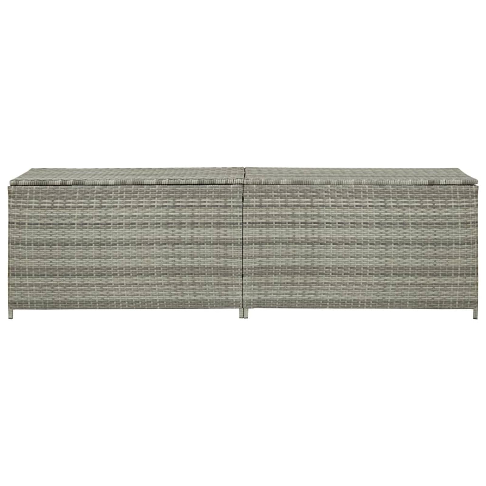 Homgoday Aufbewahrungsbox für den Garten, Truhe für den Außenbereich, Sitzbank für den Außenbereich, mit Aufbewahrungsbox, aus Polyrattan, 200 x 50 x 60 cm, Grau