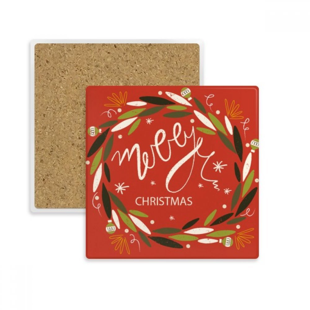 Coaster carré Noël coloré dessous de verre absorbant motif garland