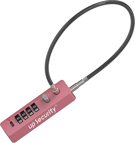 Candado de cable de combinación de 4 dígitos para casco de bicicleta, scooter y motocicleta, cadena de cable de 11.8 pulgadas, color rosa, cerradura