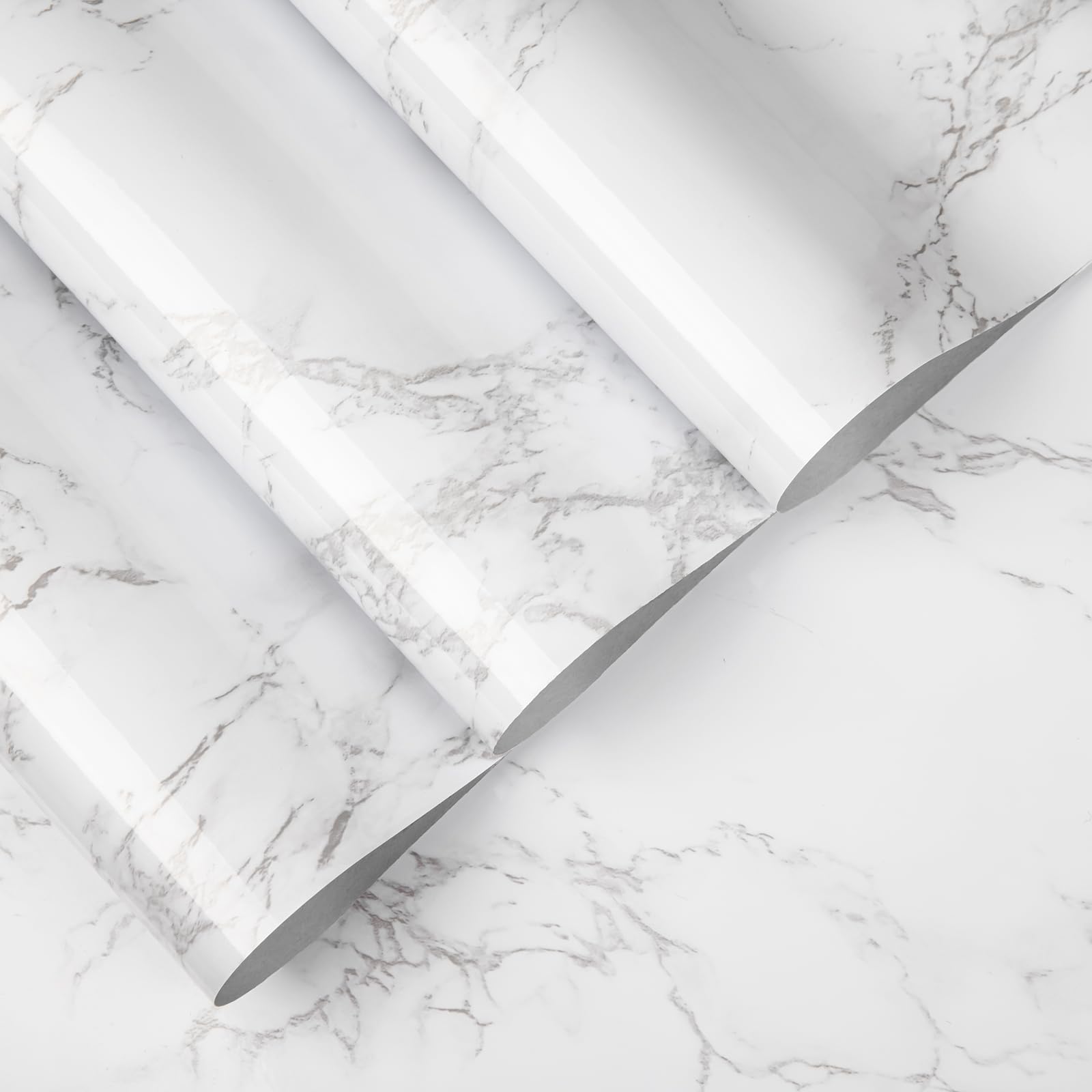 practicalWs Peel and Stick Marble Wallpaper 15.7'' x 472.4'' Marble Contact Paper for Cabinets and Drawers, White Gray Granite Self Adhesive Removable Kitchen Backsplash Vinyl Wall PaperClimatePartner certified