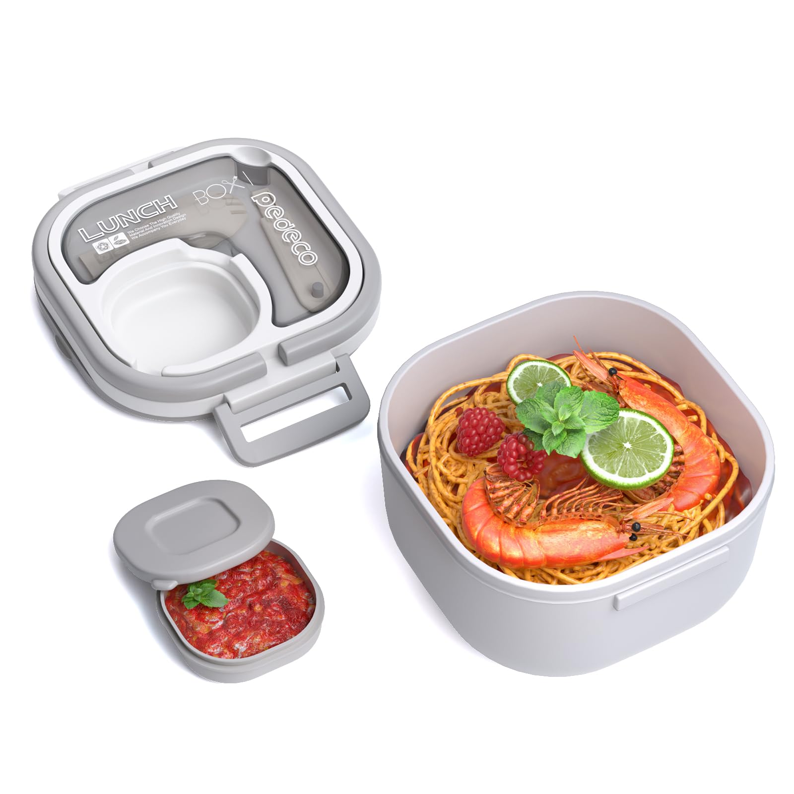 PEDECO Bento Box for Adults & Kids – Single Compartment Lunch Box,Food Container,BPA-Free,Microwave & Dishwasher Safe with Removable Divider,Utensils