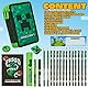Minecraft Federmäppchen Jungen und Mädchen Mäppchen Gefüllt Creeper Federmappe mit Schreibwaren Gamer Geschenke für Kinder und Teenager (Grün Creeper)