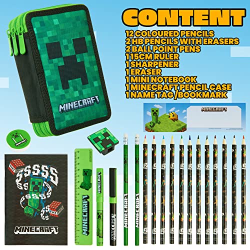 Image of Minecraft Kids Pencil Case Stationery Pens Colored Pencils Notebook School Supplies Gamer Gifts for Boys