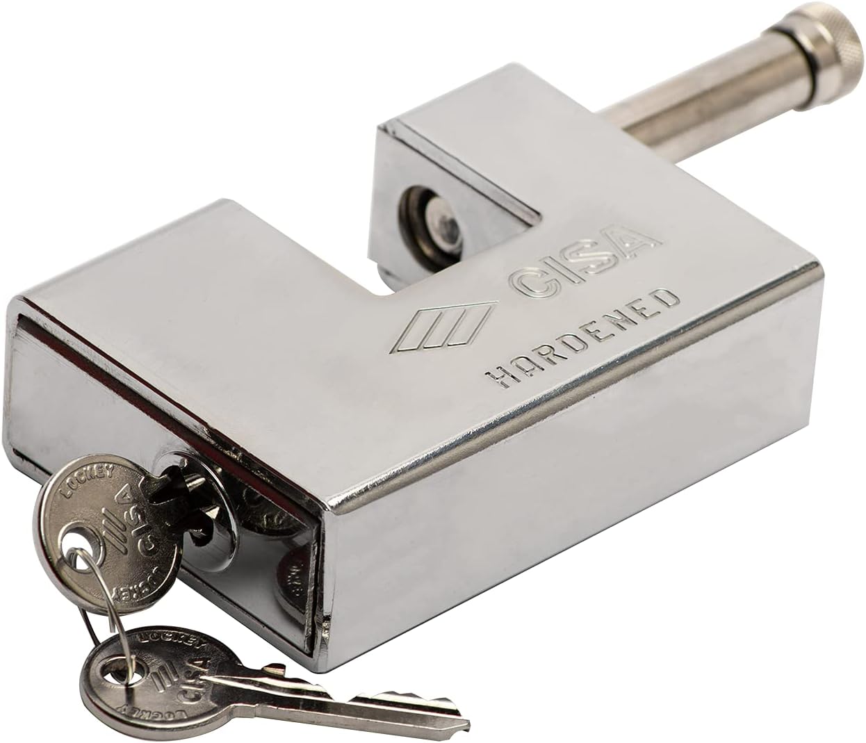 CISA 4'' (100mm) Rectangular Heavy Duty Armored Padlock with 2 Keys Included for Anti-Theft Door Lock and Security - - 