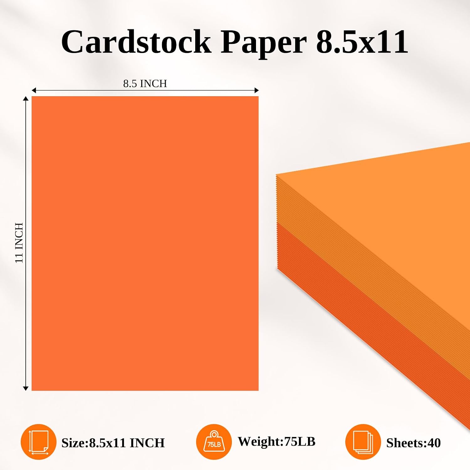 Halloween Orange Cardstock Paper 8.5 x 11, 75lb/200gsm, 40 Sheets, 2 Colors image 2