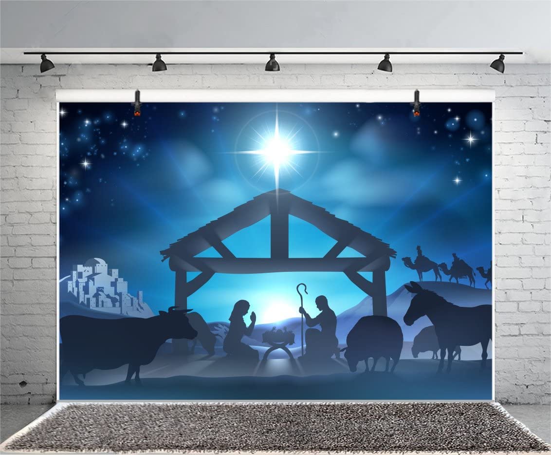 3,5x2,5m Kerststal Achtergrond Geboorte van Jezus Religieuze