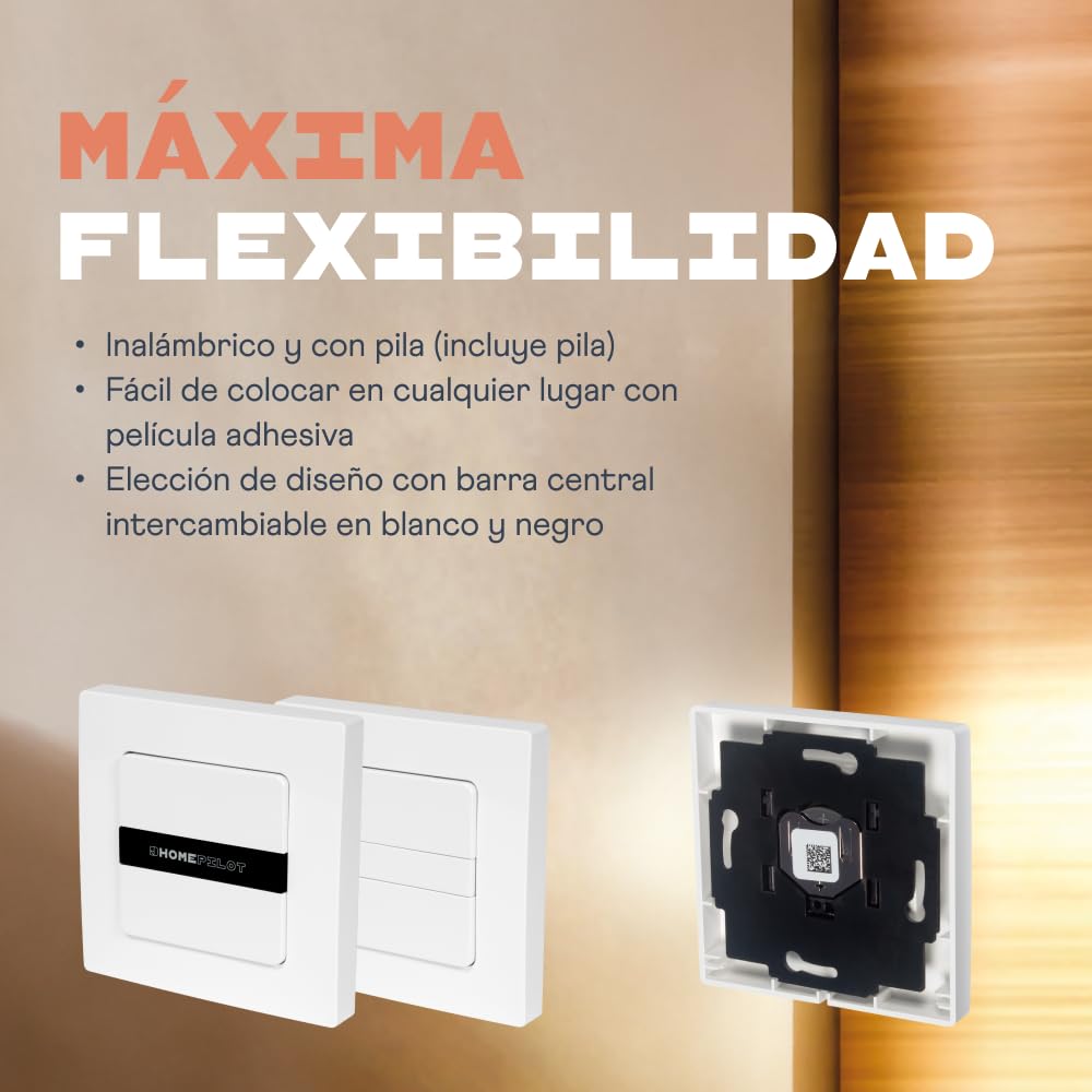 HOMEPILOT - Interruptor de pared Smart 1 grupo | Controla fácilmente dispositivos Smart Home. Para luces, calefacción o persianas. 1 interruptor, hasta 16 dispositivos.