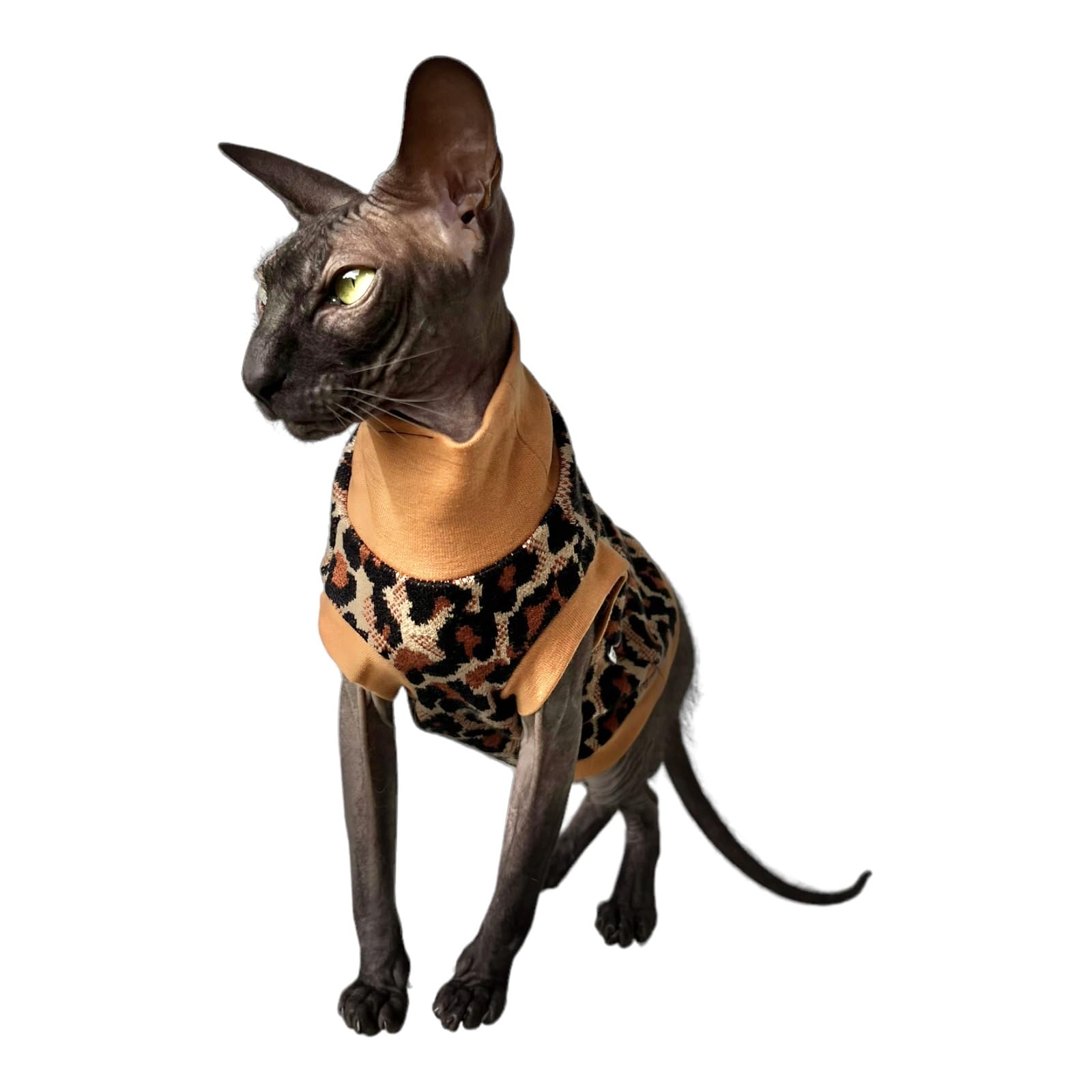 Kotomoda Cat's Cozy Comfort for Hairless Beauties: Winter Turtleneck Panther tobacco for Sphynx and Naked Cats (Large) - Image 4