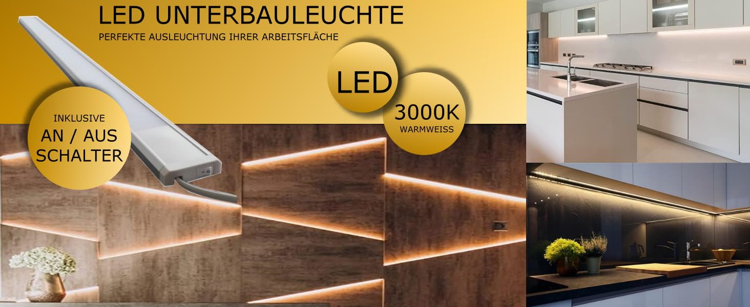 LICHT DISCOUNT LED Küchen Unterbauleuchte Lichtleiste Dimmbar warmweiß 850lm flach 90cm 12W Küchenbeleuchtung mit Sensor Unterschrankleuchte