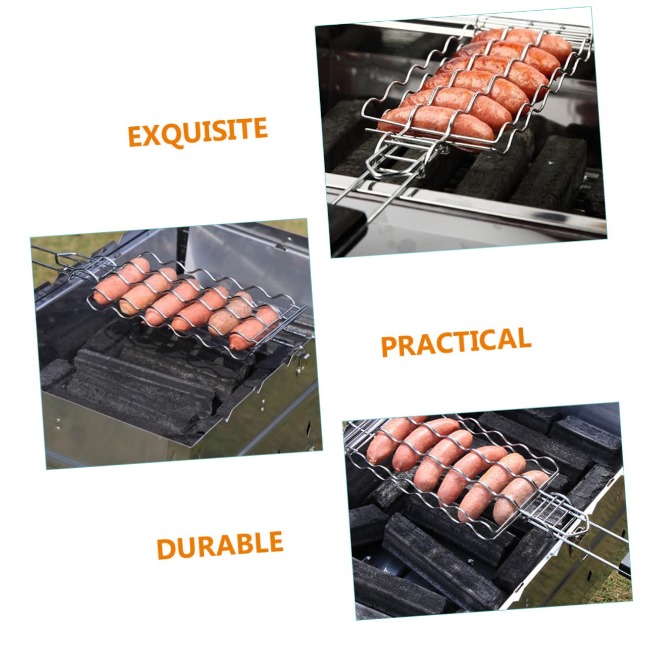 Kosz do grillowania z siatką, Siatka do grilla BBQ z siatką na kiełbaski do biwakowania na świeżym powietrzu, wielokolorowa
