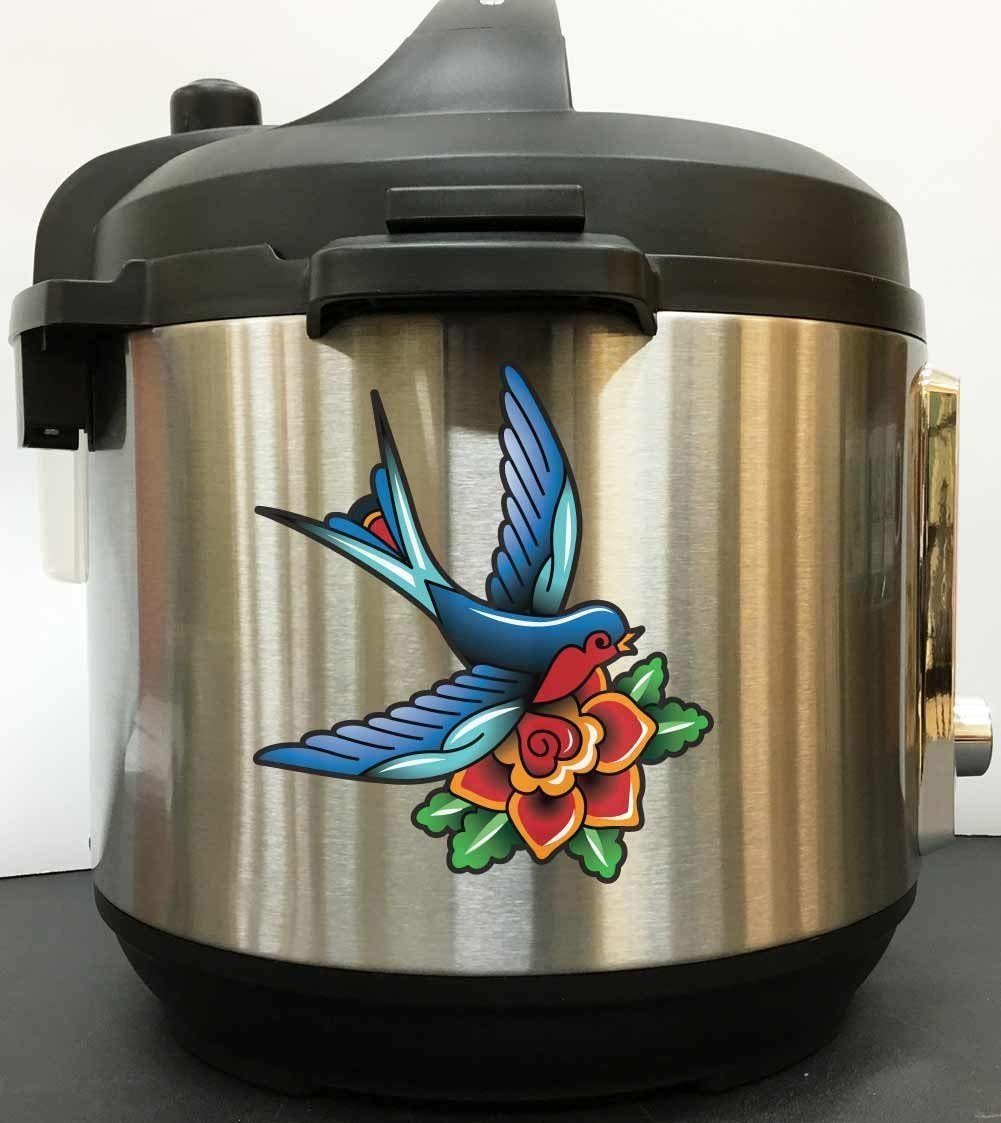 Love Bird Tattoo Art - Full Color Vinyl Decal Sticker for Instant Pot Instapot Pressure Cooker