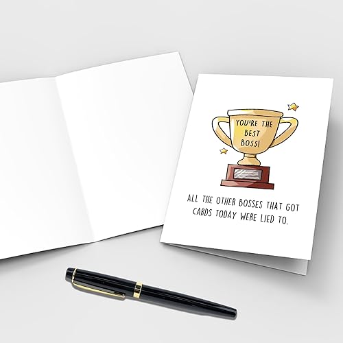 Miniatura 3 de Qiliji Divertida tarjeta del día del jefe para hombres y mujeres, regalo humorístico del jefe, tarjeta con la frase "You're The Best"