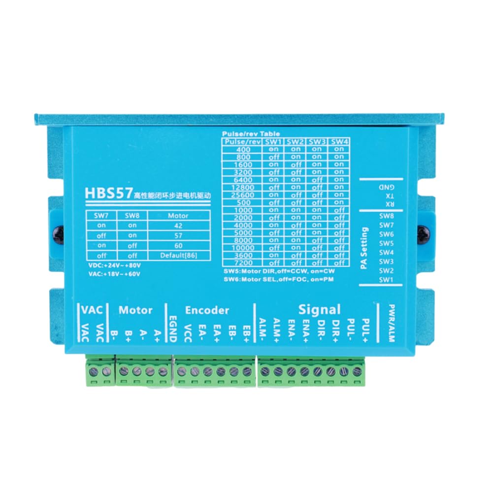 Generic HBS57 Hybrid Motor Driver AC20-80V/DC24-70V Stepper Motor Driver Controller Encoder 1000 Lines 2-Phase for Nema23/Nema24 Stepper Motor