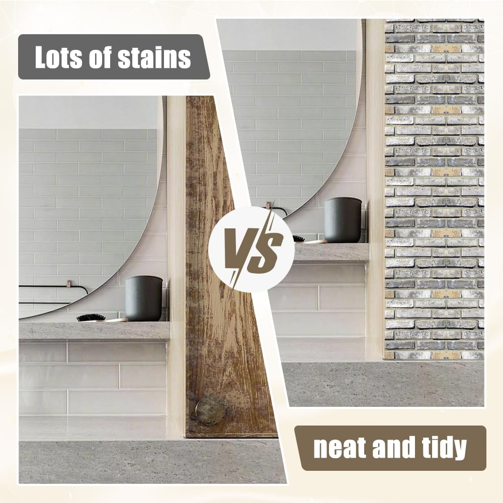 10 Pannelli Muro Autoadesivi 3D YapitHome - 30x30cm, PVC, Per Soggiorno, Bagno, Cucina - Foto 12