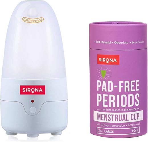 Sirona Reusable Menstrual Cup for Women - Large Size with Menstrual Cup Sterilizer - Clean your Period Cup Effortlessly - Kills 99% of Germs in 3...
