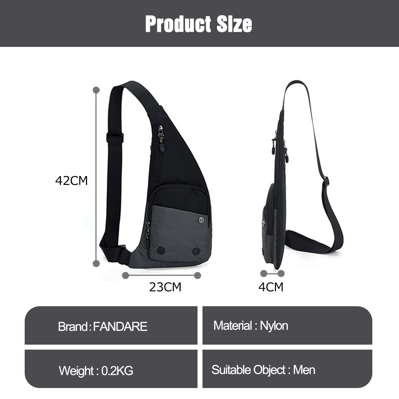 FANDARE Zaino Monospalla da Uomo Donna Marsupio Zaini da hiking Borsa a Spalla da palestra Borsa Tracolla Borsello a Spalla Borse a Zainetto per Sportivo Trekking Ciclismo Viaggio Sling Bag Blu b