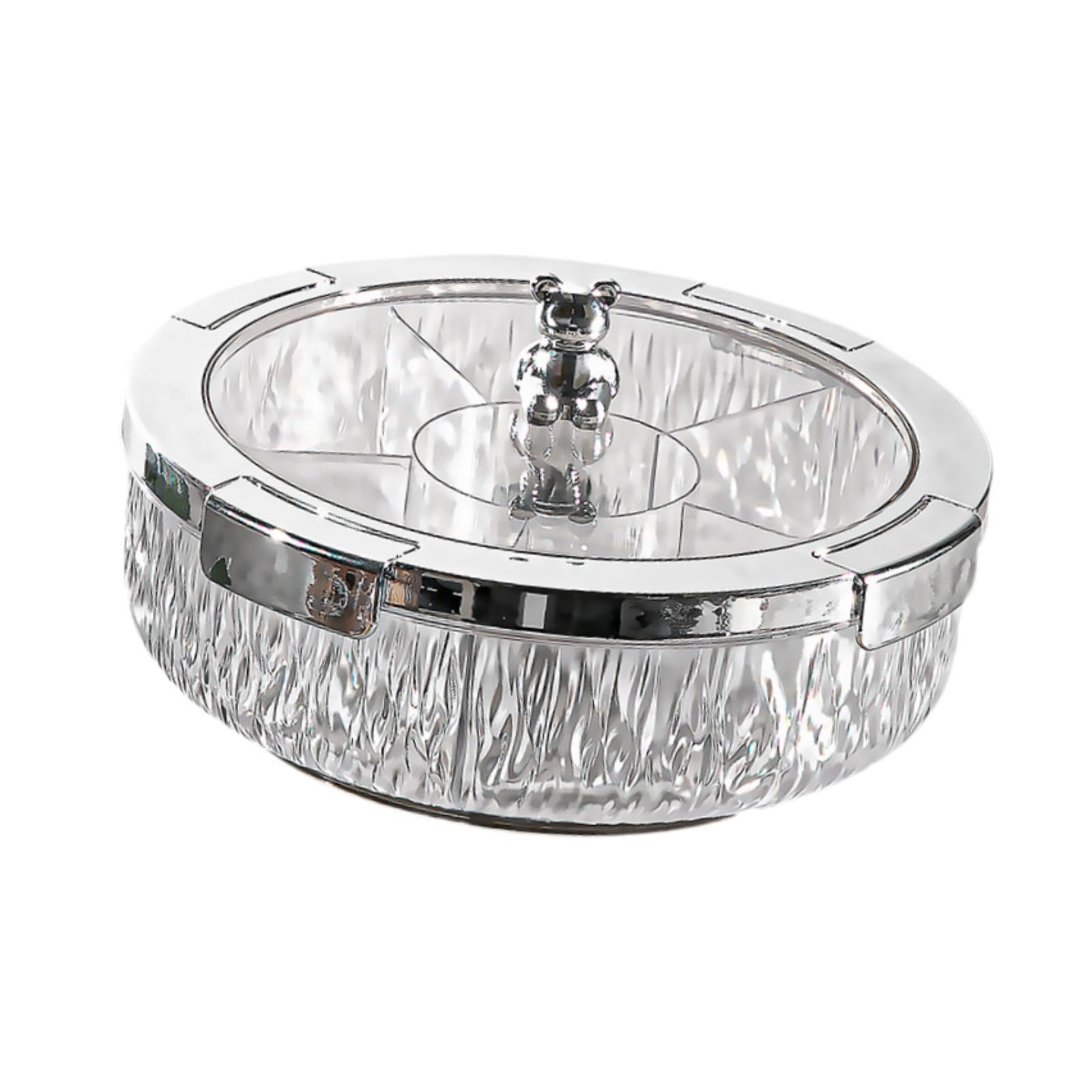 F Fityle Assiette de Fruits secs, Bonbons, Noix, Plat de décoration pour la Maison avec Compartiment, Plateau de Service Rotatif divisé, Assiette d'apéritif, Blanc