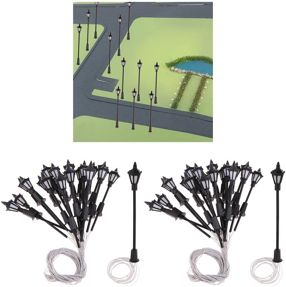 40pcs HO Scale Railway LED Street s Kit, Single Head Miniature Landscape Decor, Warm White and White Emitting Color, Perfect for Model Train Dioramas and Fairy Gardens