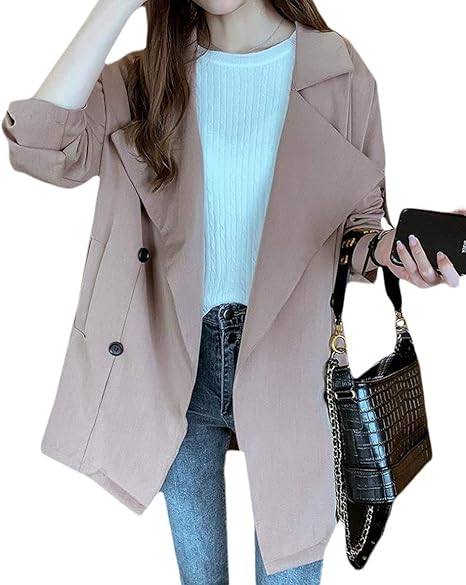 Amazon Shuming コート レディース 長袖 薄手 アウター ゆったり トレンチコート 無地 カジュアル 通勤 春コート 黒 コート ジャケット 通販