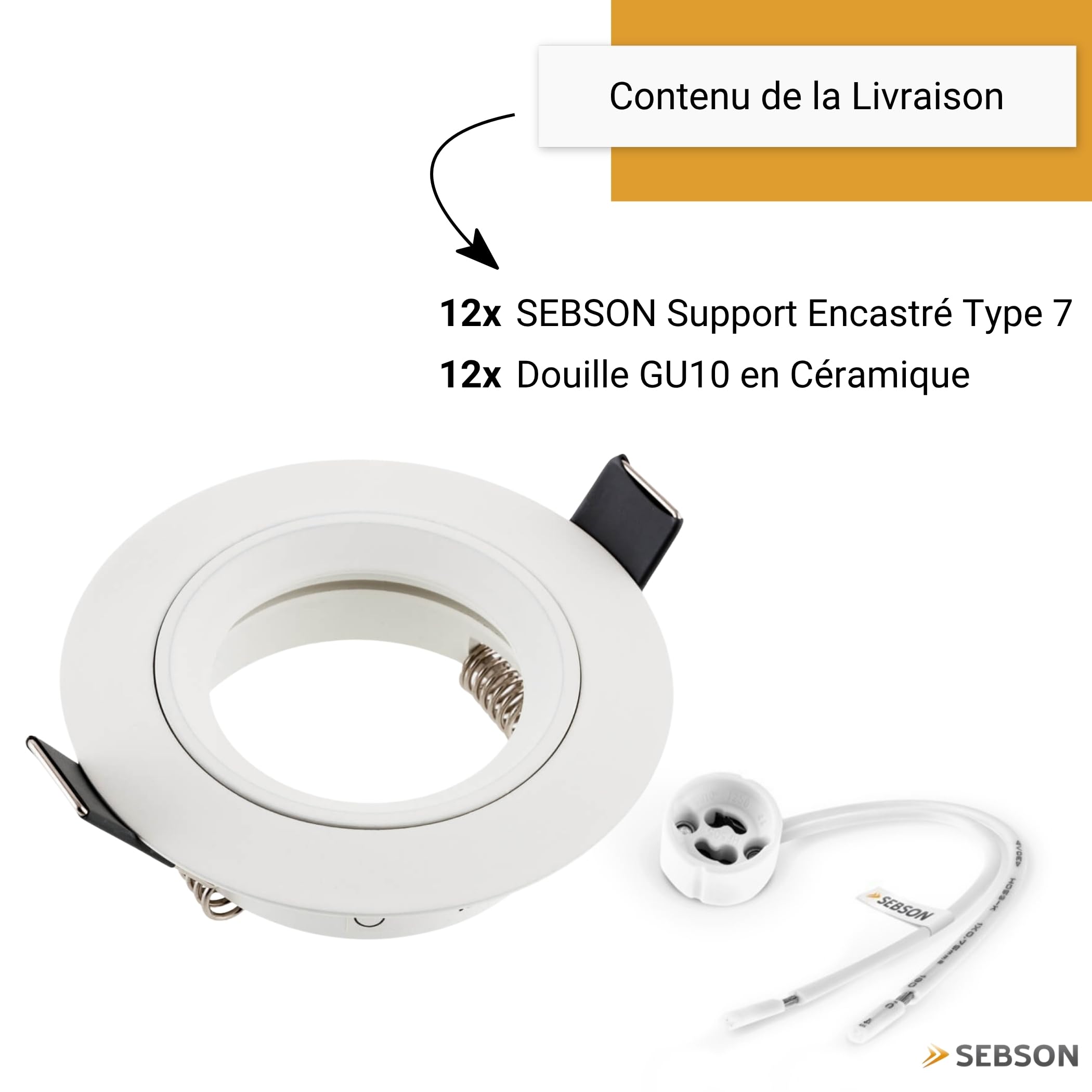 SEBSON Spot Encastrable GU10 Lot de 12 - Plafonnier Encastré Ø80x24mm Trou de Montage ø65mm