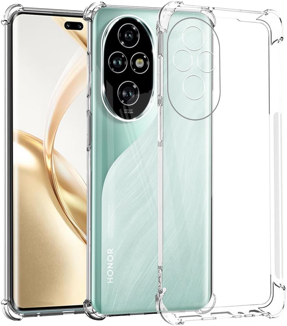 Zubitech Case for Honor 200 Pro Clear Cover Shockproof flexible Silicone Bumper Cover Transparent Anti scratch TPU Full Camera Protection designed for Honor 200 Pro