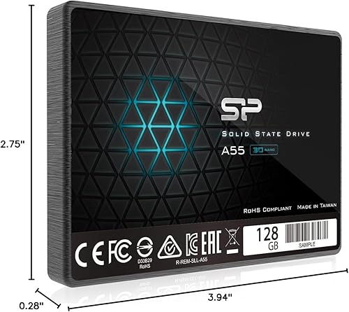 Miniatura 8 de Silicon Power 128GB SSD 3D NAND A55 SLC Caché Rendimiento Aumentado SATA III 2.5" 7mm (0.28") Unidad de Estado Sólido Interna (SU128GBSS3A55S25AH)