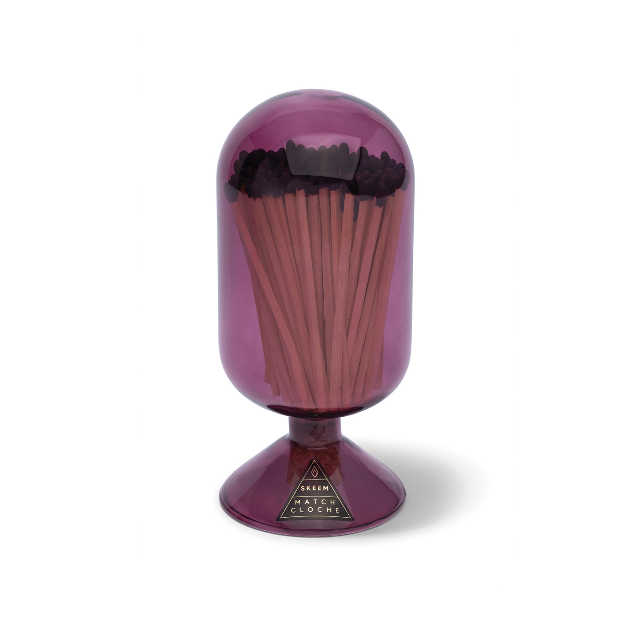 Skeem Glass Match Cloche - Mulberry - Includes 120 Small Black-Tipped Matches