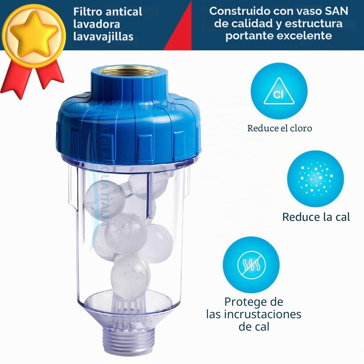 Filtro antical para lavadora con 10 recargas de polietileno de 1,5 kg.