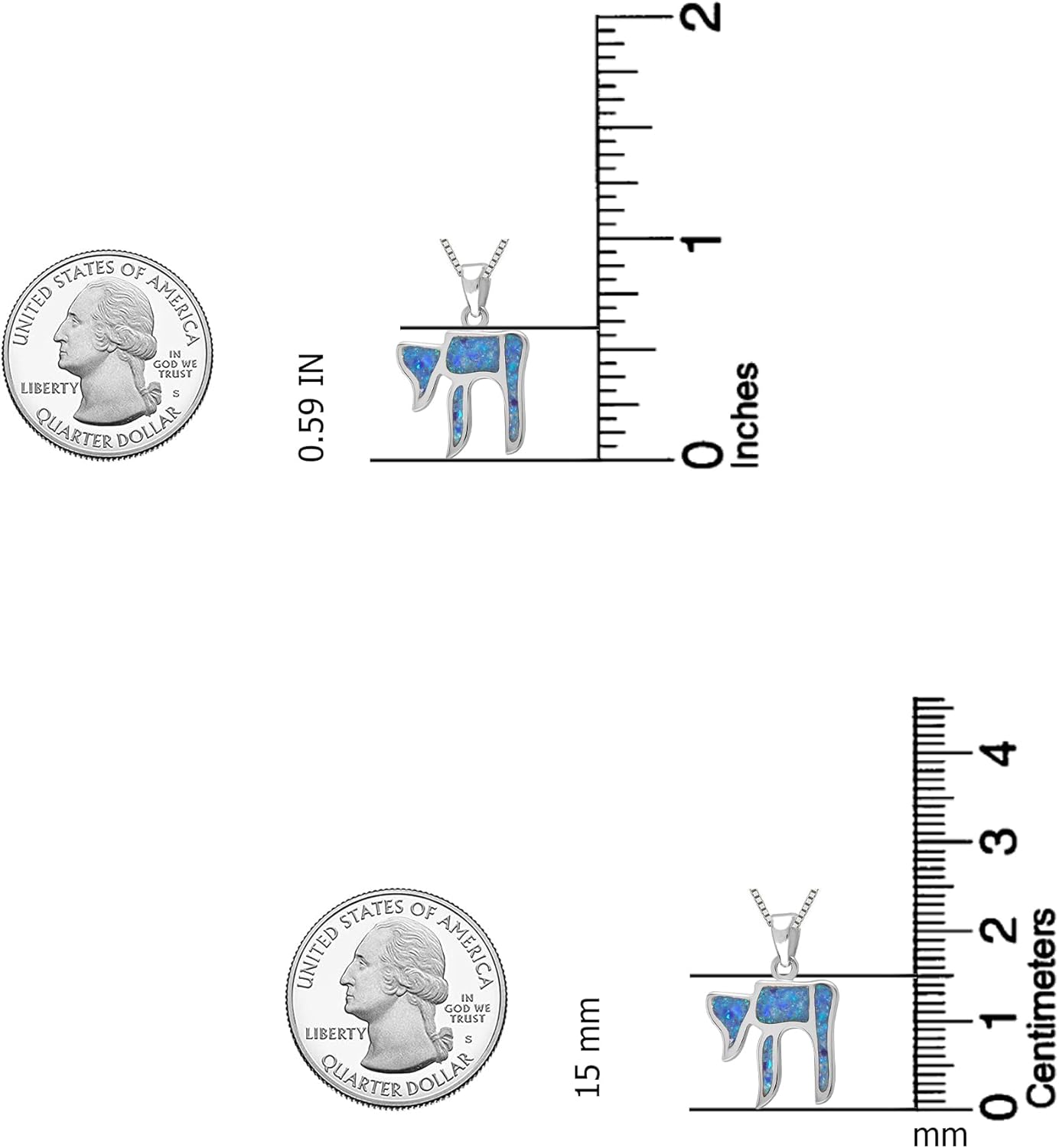 LeCalla 925 Sterling Silver Small Hebrew Letter Chai Necklace Pendant | Chair Pendant Necklace Religious Jewish Jewelry | Sign of Life with Chain for Women - Image 4