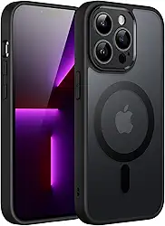 JETech Capa Magnético para iPhone 13 Pro 6,1 Polegadas Compatível com MagSafe, Case Capinha Translúcido Fosco Verso Lente Câmera Proteção Total Fina à Prova de Choque Tampa (Preto)