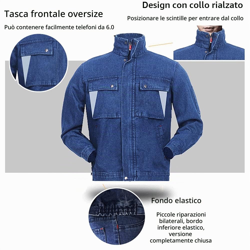 Tuta da Saldatore, Giacca da Saldatore, Puro Cotone Indossabile Antiscottatura Adatto A Una varietà di Lavoratori,L