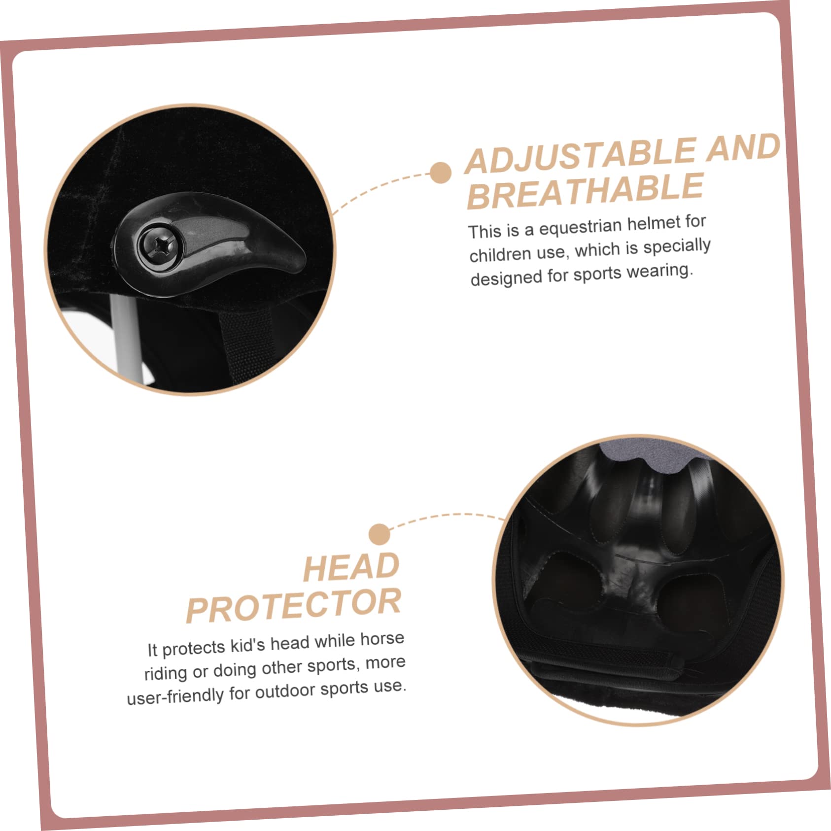 Casco da Equitazione per Bambini Regolabile Nero 55-60cm Leggero