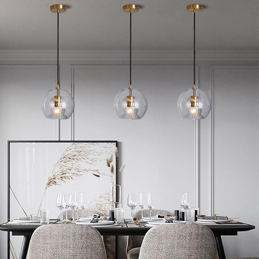 SANBDDLYY Clear Glass Shade Double Layer Pendant Light Creative  