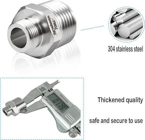 Miniatura 6 de Adaptador de línea de agua de 1/2 a 3/8, accesorio de grifo reductor de compresión de acero inoxidable 304, adaptador de manguera de agua de 3/8